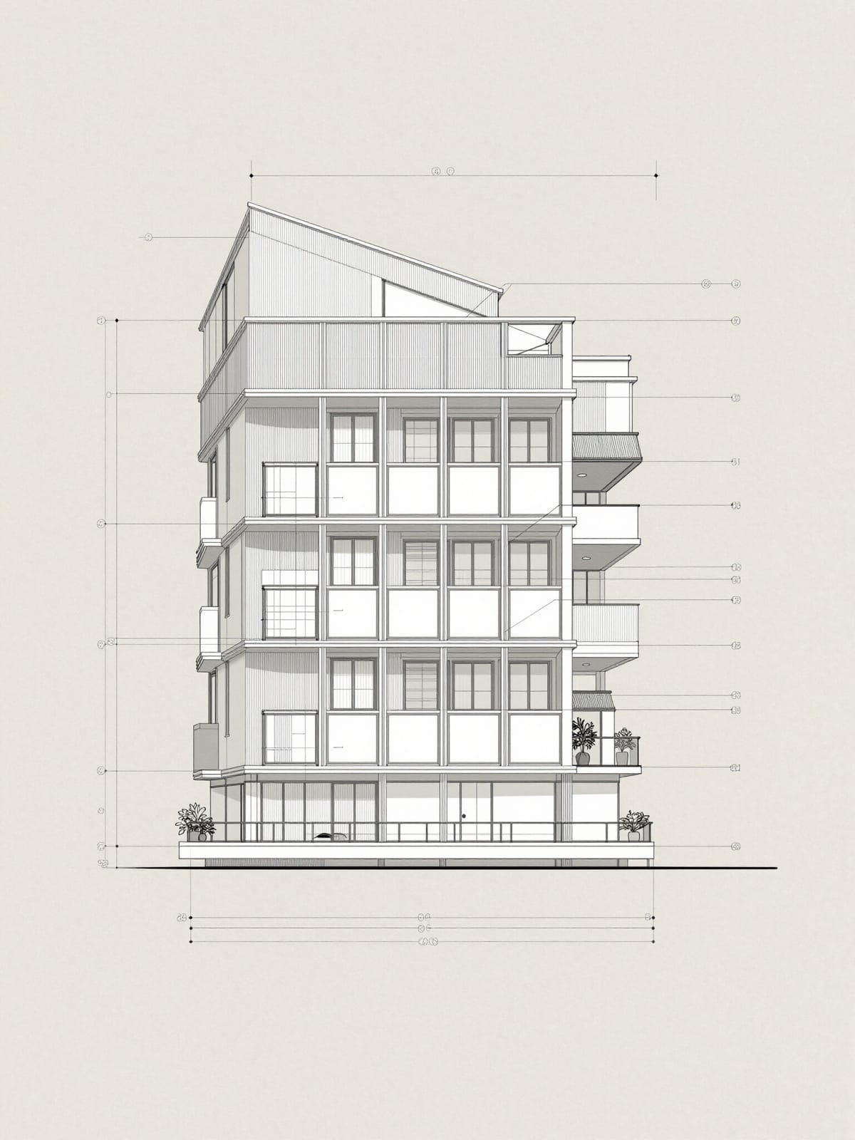 Elevación arquitectónica de un edificio